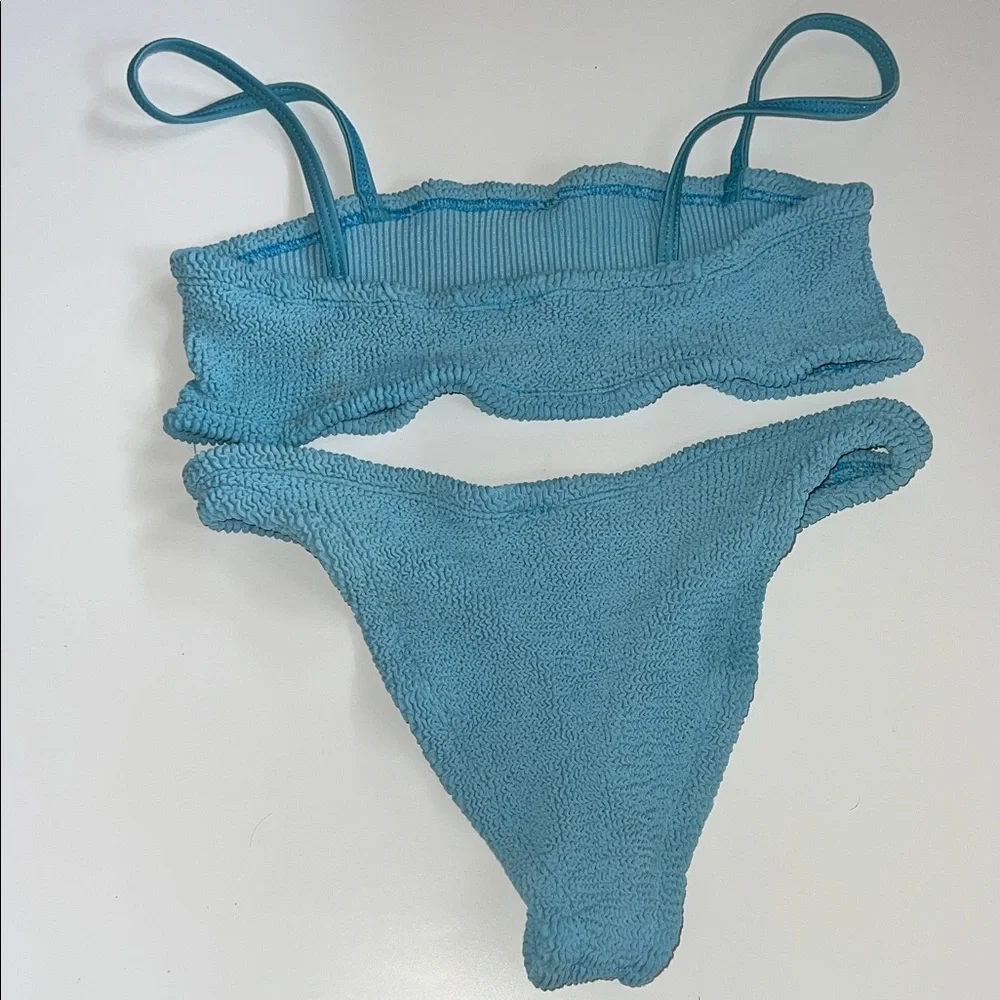 Hunza G teal crinkle Bikini Set